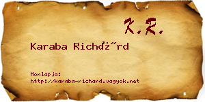 Karaba Richárd névjegykártya